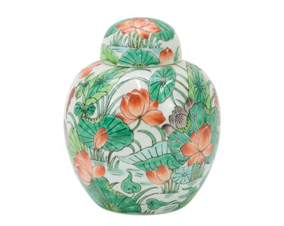 Lot 697 - A Chinese famille verte ginger jar, late 19th/early 20th century.