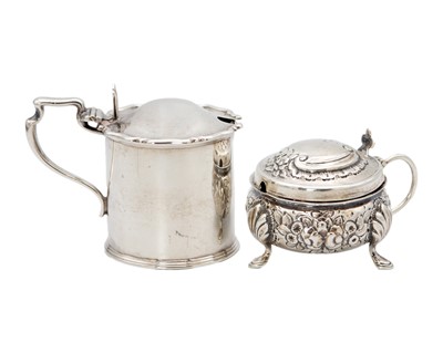Lot 8 - Two Victorian silver hinge lidded mustard pots.