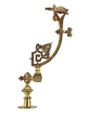 Lot 95 - A Victorian ornate cast brass gas lamp bracket.