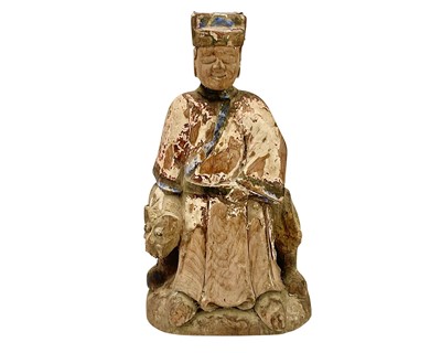 Lot 665 - A Chinese carved wood ancestor figure, 19th century.