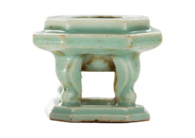 Lot 715 - A Chinese celadon small censer.