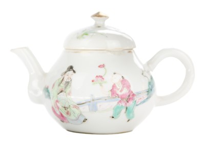 Lot 677 - A Chinese Famille Rose miniature teapot.