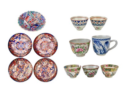 Lot 745 - A Chinese clobbered tea bowl and saucer.