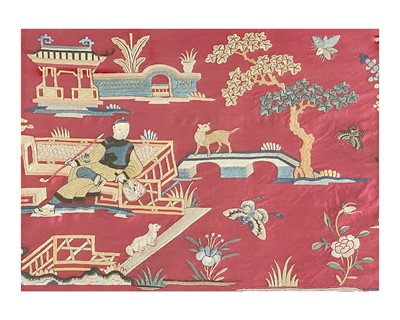 Lot 668 - A Chinese silk panel.