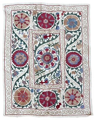 Lot 509 - A Bokhara embroidered linen susani, Uzbekistan, early-mid 20th century.