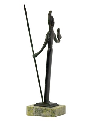 Lot 59 - A bronze figure of Athena on a marble base.