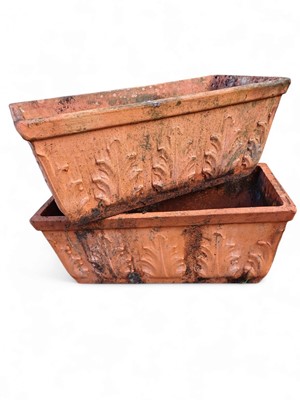 Lot 353 - A pair of large rectangular terracotta planters.