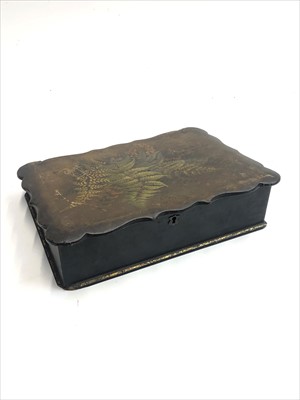 Lot 3 - A Victorian papier mache writing slope, the...