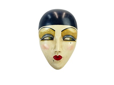 Lot 32 - An Art Deco plaster face mask wall plaques of pierot.