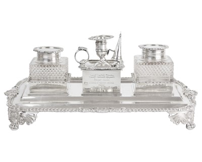 Lot 141 - An impressive and large Victorian silver inkstand by Charles Stuart Harris.