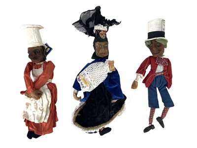 Lot 45 - A remarkable group of seven folk art Mad Hatter's Tea Party puppets.