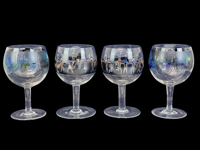 Lot 167 - Two pairs of Vetri della Arte (Vedar) Art Deco Glass Wine Goblets