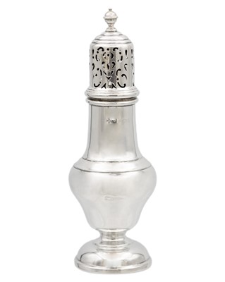 Lot 16 - A George VI silver baluster sugar caster by S. Blanckensee & Son Ltd.
