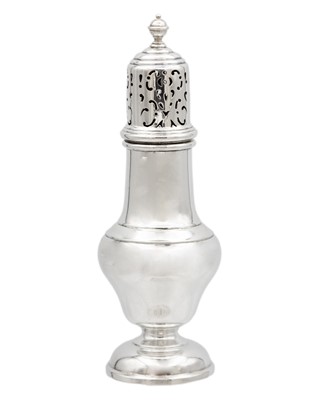 Lot 16 - A George VI silver baluster sugar caster by S. Blanckensee & Son Ltd.