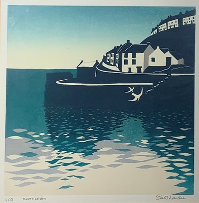 Lot 56 - Carole LANDER (d.2018) Porthleven Linoprint...