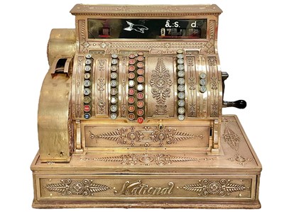 Lot 50 - A polished brass National cash register.
