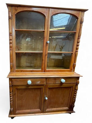 Lot 301 - A late Victorian West Country pine kitchen dresser.