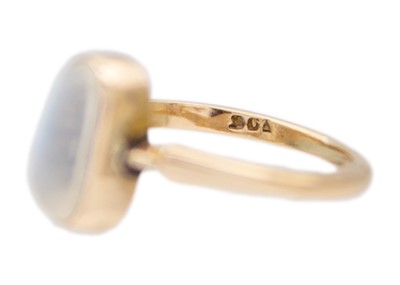 Lot 21 - A 9ct gold moonstone solitaire ring.