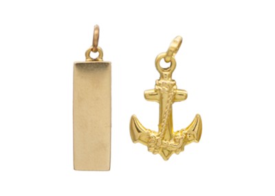 Lot 28 - A selection of two gold pendants/charms.