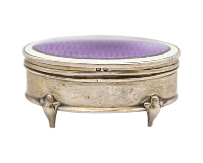 Lot 263 - A George V silver guilloche enamel, hinged top trinket box.