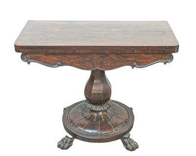 Lot 435 - A William IV Rosewood card table.