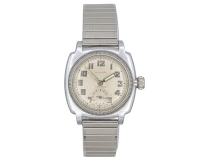 Lot 1050 - OYSTER UNICORN - A 1920's stainless steel cushion cased gentleman's manual wind wristwatch.