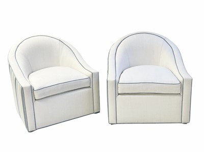 Lot 431 - Superyacht furnishings, a pair of contemporary upholstered tub chairs.
