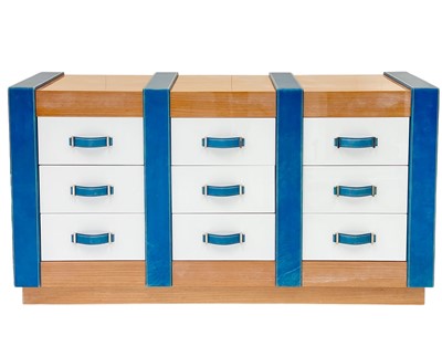 Lot 405 - Superyacht furnishings, a contemporary bank of nine drawers.