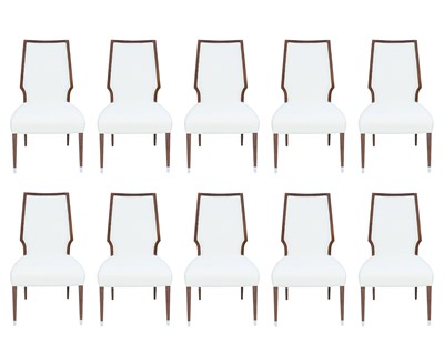 Lot 403 - Superyacht furnishings, a set of ten dining chairs.
