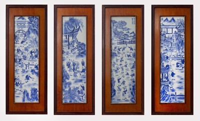 Lot 5 - A set of four Chinese blue and white porcelain...