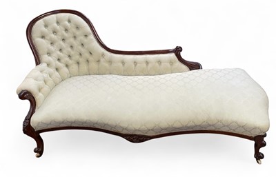 Lot 467 - A Victorian mahogany framed chaise longue.
