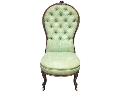 Lot 497 - A Victorian rosewood framed nursing chair.