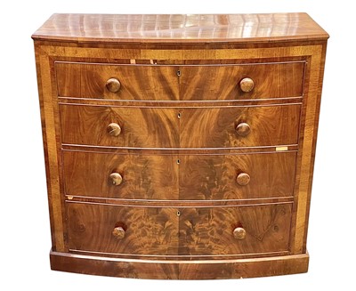 Lot 485 - A Victorian mahogany bow front chest.