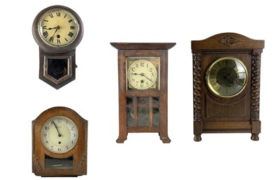 Lot 375 - A small continental mahogany drop dial wall clock.