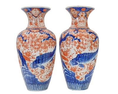 Lot 758 - A large pair of Japanese Imari vases.