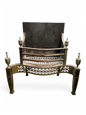 Lot 481 - A Regency style polished steel fire grate.