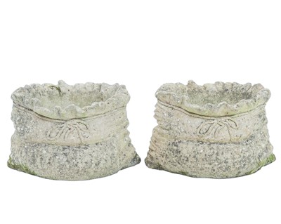 Lot 358 - A pair of weathered reconstituted stone garden planters.