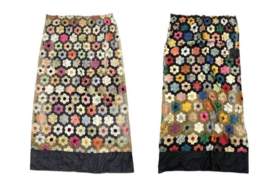 Lot 292 - A pair of patchwork curtains.