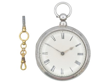 Lot 1124 - A silver pair cased fusee verge pocket watch.