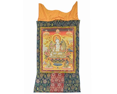 Lot 551 - A Tibetan Thangka depicting White Tara.
