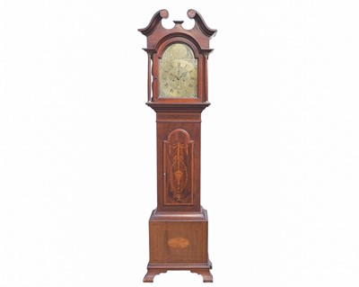 Lot 372 - A George III mahogany and inlaid eight day longcase clock.