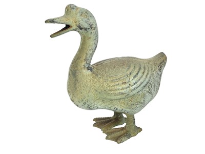 Lot 363 - A cast metal Chinese goose.