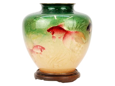 Lot 710 - A Japanese Ginbari translucent cloisonné enamel vase.