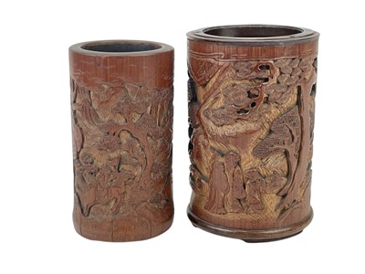Lot 775 - A Chinese bamboo brush pot.