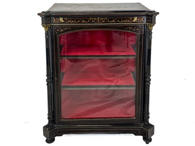 Lot 514 - A 19th century ebonised, inlaid and gilt metal mounted side cabinet.