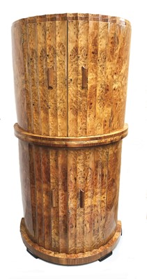 Lot 3144 - An Art Deco burr walnut demi-lune cocktail...