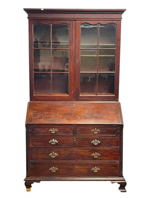 Lot 502 - A George III mahogany bureau and bookcase.