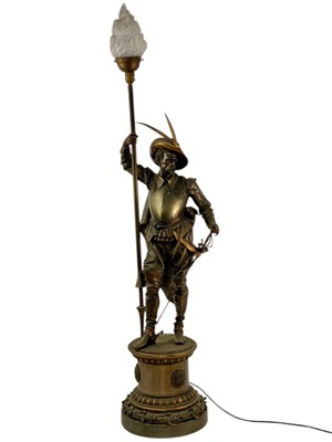Lot 87 - A substantial bronze cavalier floor lamp.