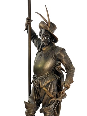 Lot 87 - A substantial bronze cavalier floor lamp.