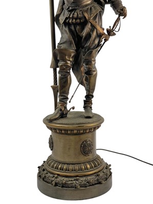 Lot 87 - A substantial bronze cavalier floor lamp.